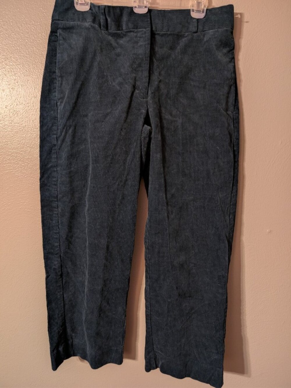 Banana Republic Women's 10 Straight Trouser Corduroy Teal Blue Ankle Pants 32x26 - Picture 2 of 7
